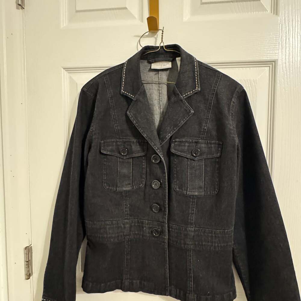 Liz Claiborne Black Denim Jean Jacket